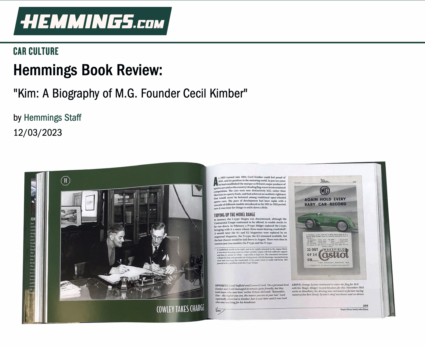 Kim: A biography of MG Founder Cecil Kimber